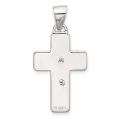 Sterling Silver Satin and Polished Crucifix Cross Pendant