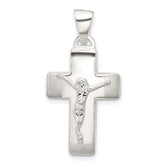 Sterling Silver Satin and Polished Crucifix Cross Pendant