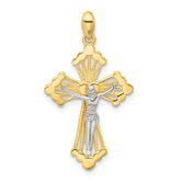 Sterling Silver Gold-tone and Rhodium-plated Crucifix Cross Pendant