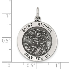Sterling Silver Solid Antiqued St Michael Pendant