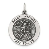 Sterling Silver Solid Antiqued St Michael Pendant