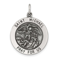 Sterling Silver Solid Antiqued St Michael Pendant
