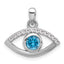 Sterling Silver Rhodium-plated Blue Zircon and CZ Evil Eye Pendant