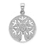 Sterling Silver Rhodium-Plated Polished Star of David in Tree Round Pendant