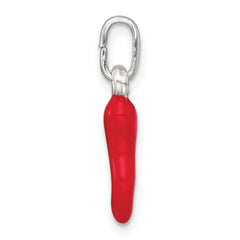 Sterling Silver Red Enamel Italian Horn Pendant