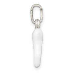Sterling Silver White Enamel Italian Horn Pendant
