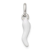 Sterling Silver White Enamel Italian Horn Pendant