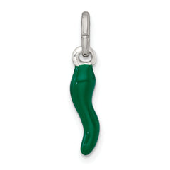 Sterling Silver Green Enamel Italian Horn Pendant