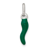 Sterling Silver Green Enamel Italian Horn Pendant