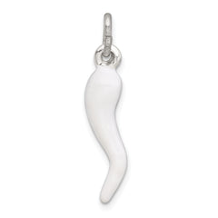 Sterling Silver White Enamel Italian Horn Pendant