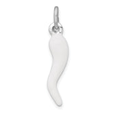 Sterling Silver White Enamel Italian Horn Pendant
