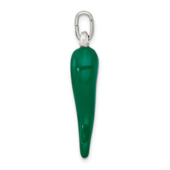 Sterling Silver Green Enamel Italian Horn Pendant