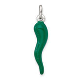 Sterling Silver Green Enamel Italian Horn Pendant