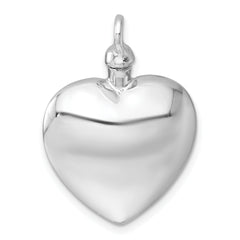 Sterling Silver Rhodium-plated Heart with Center Heart Design Ash Holder Pendant