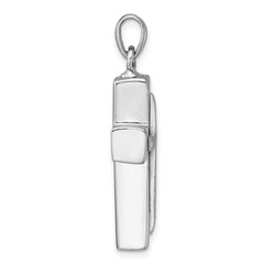 Sterling Silver Rhodium-plated Polished And Brushed Latin Cross Ash Holder Pendant