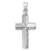 Sterling Silver Rhodium-plated Polished CZ Latin Cross Ash Holder Pendant