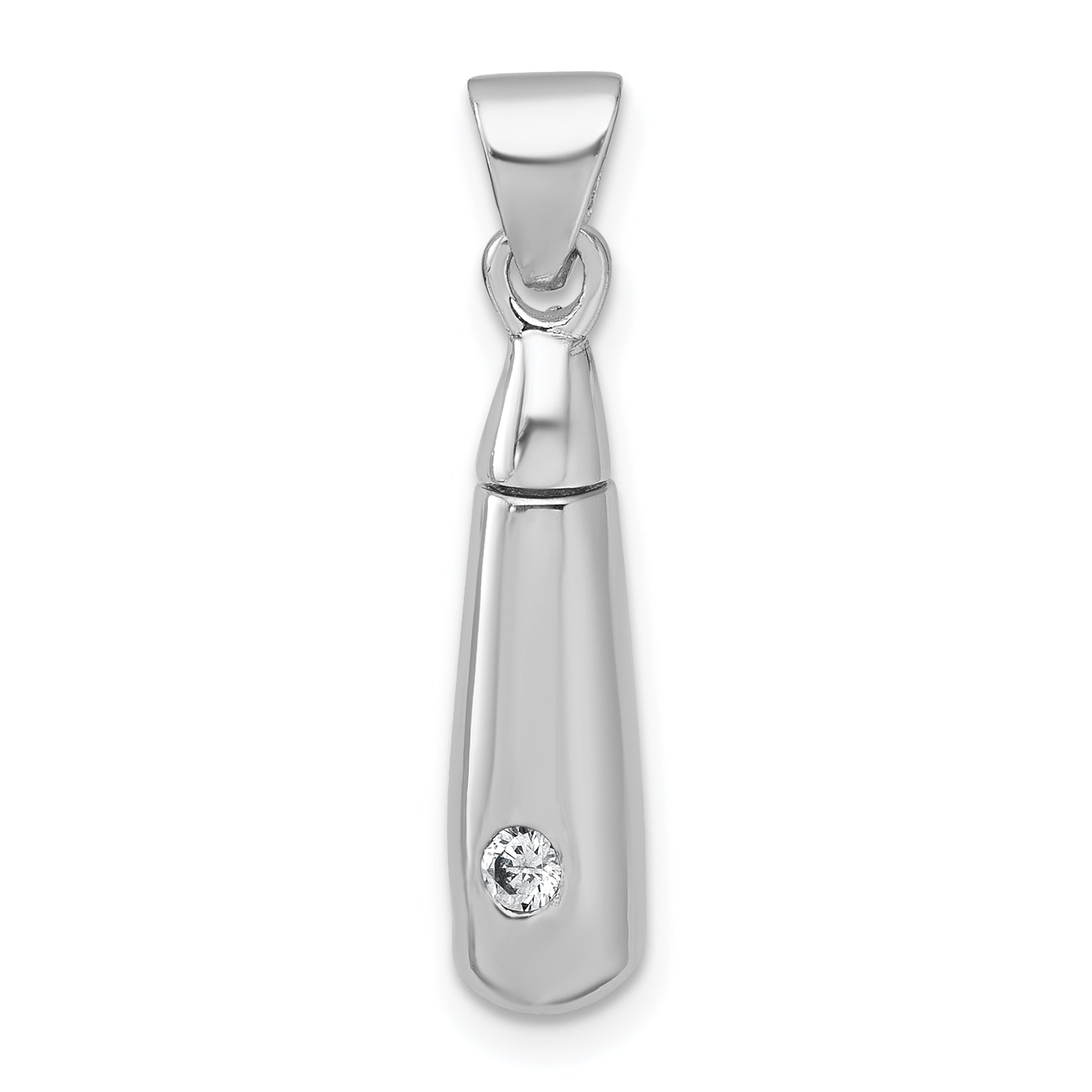 Sterling Silver Rhodium-plated Polished CZ Ash Holder Pendant