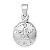 Sterling Silver Rhodium-plated Polished Sand Dollar Ash Holder Pendant