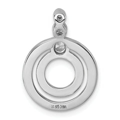 Sterling Silver Rhodium-plated CZ with Black and Red Enameled Circles Pendant