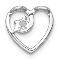 Sterling Silver Rhodium-plated Polished CZ Heart Chain Slide Pendant