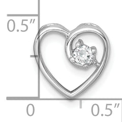 Sterling Silver Rhodium-plated Polished CZ Heart Chain Slide Pendant