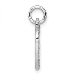 Sterling Silver Rhodium-plated Polished CZ Engraveable Heart Pendant