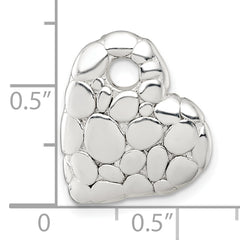 Sterling Silver Polished Pebbled Heart Chain Slide Pendant