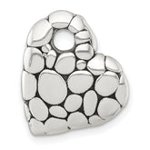 Sterling Silver Polished and Antiqued Pebbled Heart Chain Slide Pendant