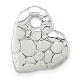 Sterling Silver Polished Pebbled Heart Chain Slide Pendant