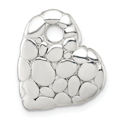 Sterling Silver Polished Pebbled Heart Chain Slide Pendant