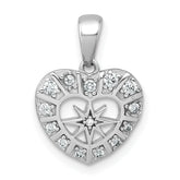 Sterling Silver Rhodium-plated Polished CZ Star in Heart Pendant