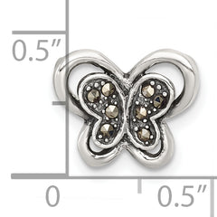 Sterling Silver Antiqued Marcasite Butterfly Chain Slide Pendant