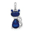 Sterling Silver Rhodium-plated Blue Lab Created Sapphire Cat Pendant