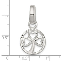 Sterling Silver Polished Cut-out 3-leaf Clover in Circle Pendant