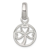 Sterling Silver Polished Cut-out 3-leaf Clover in Circle Pendant
