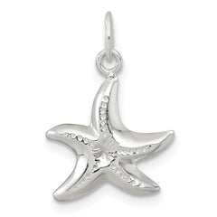 Sterling Silver Polished and Diamond-cut 3-D Starfish Charm