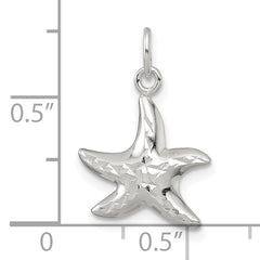 Sterling Silver Polished and Diamond-cut 3-D Starfish Charm