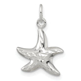 Sterling Silver Polished and Diamond-cut 3-D Starfish Charm
