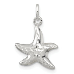 Sterling Silver Polished and Diamond-cut 3-D Starfish Charm