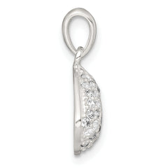Sterling Silver Polished CZ Shell Pendant