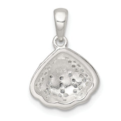 Sterling Silver Polished CZ Shell Pendant