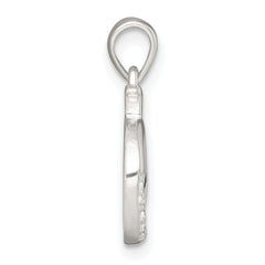 Sterling Silver Polished Pink and White CZ Cut-out Whale Pendant