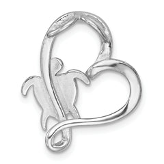 Sterling Silver Rhodium-plated Polished Blue Lab Created Opal Turtle Open Heart Chain Slide Pendant