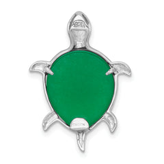 Sterling Silver Rhodium-plated Polished Dyed Jade Quartz Turtle Chain Slide Pendant