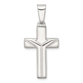 Sterling Silver Polished and Grooved Latin Cross Pendant