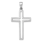Sterling Silver Rhodium-plated Polished Cut-out Latin Cross Pendant