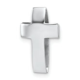 Sterling Silver Rhodium-plated Polished 3D Latin Cross Chain Slide Pendant