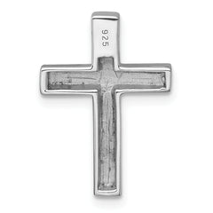 Sterling Silver Rhodium-plated Polished Enameled Latin Cross Chain Slide Pendant