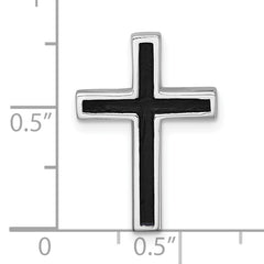 Sterling Silver Rhodium-plated Polished Enameled Latin Cross Chain Slide Pendant