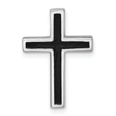 Sterling Silver Rhodium-plated Polished Enameled Latin Cross Chain Slide Pendant